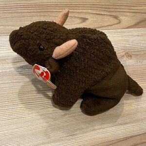 Ty Dark Brown Plush Bison